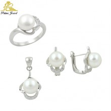 Gümüş zirkon taşlı set ( İnci)